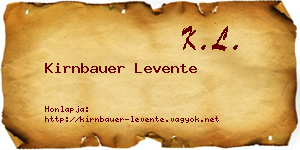 Kirnbauer Levente névjegykártya